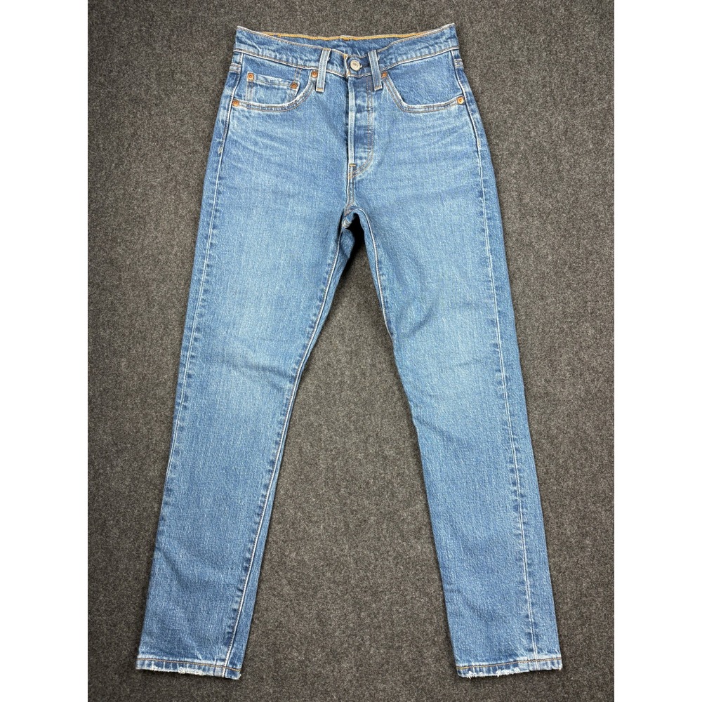 Levis 501 Skinny Jeans Womens 26x28 Medium Wash Blue Button Fly 29502-0167 NWT